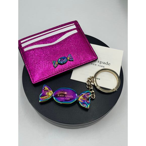 Kate Spade Candy Shop Set Candy Card Case and Wrapped Foil Key Fob One Size New - Picture 2 of 6